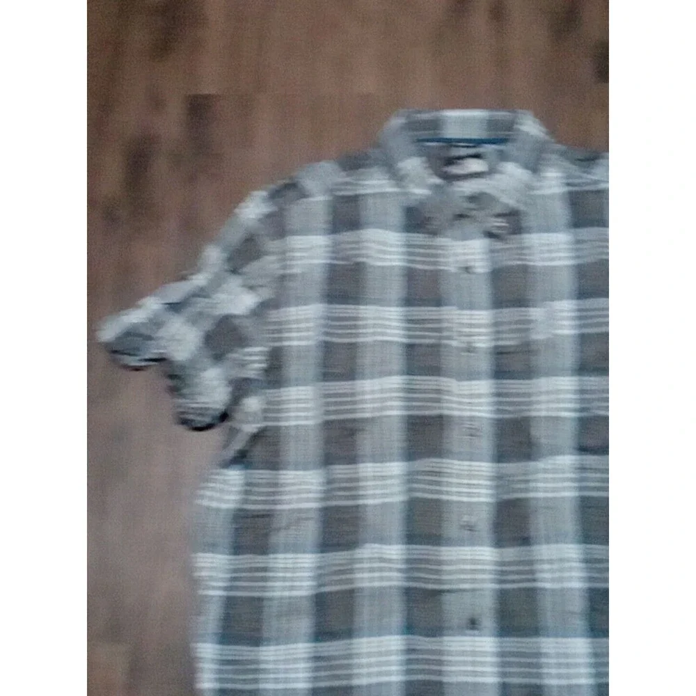 The North Face Shirt Mens Size Xl  Blue Gray Plaid Short Sleeve Button Down